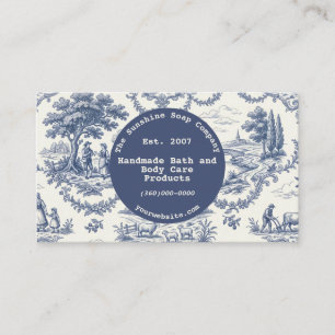 Blauw en crèmekleurig Vintage Toile de Jouy Visitekaartje
