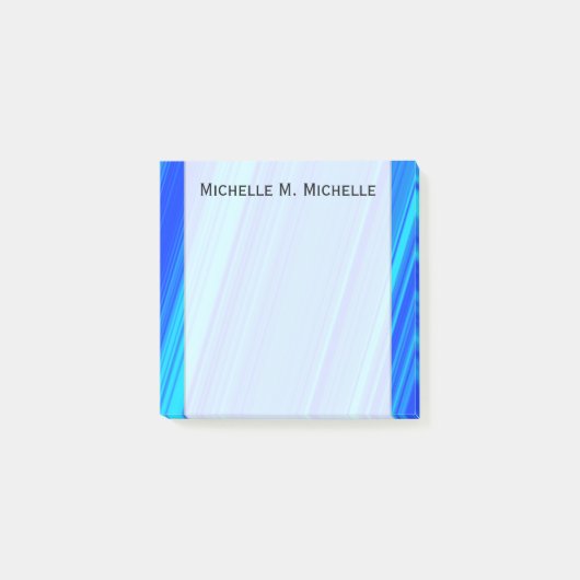 Blauw en cyaan lijnpatroon + aangepaste naam post-it® notes (Voorkant)