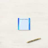 Blauw en cyaan lijnpatroon + aangepaste naam post-it® notes (Op bureau)