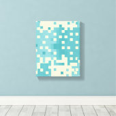 Blauw- en cyanpixelpatroon canvas afdruk (Insitu (Houten vloer))