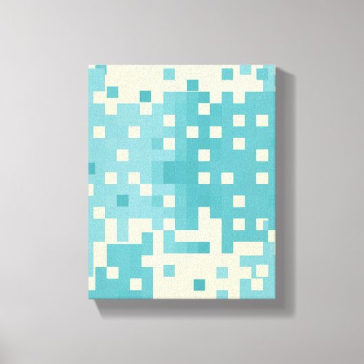 Blauw- en cyanpixelpatroon canvas afdruk (Voorkant)