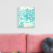 Blauw- en cyanpixelpatroon canvas afdruk (Insitu (Woonkamer))