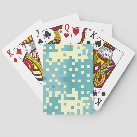 Blauw- en cyanpixelpatroon speelkaarten (Achterkant)