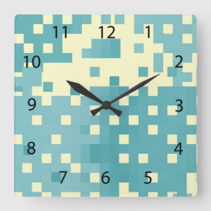 Blauw- en cyanpixelpatroon vierkante klok