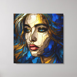 Blauw en de gouden elegantie - AI in opkomst Canvas Afdruk