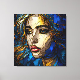 Blauw en de gouden elegantie - AI in opkomst Canvas Afdruk