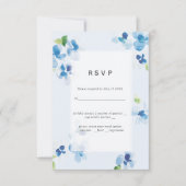 Blauw en Delicate Bloesem Huwelijks RSVP (Voorkant)