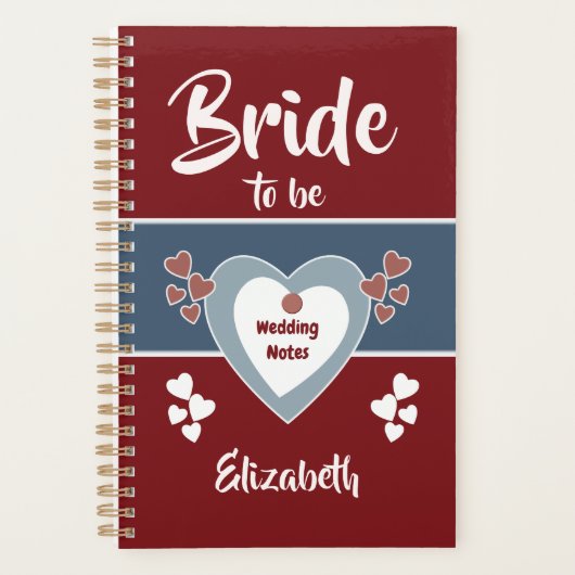 Blauw en diep rood bruid om trouwnotities te zijn planner (Voorkant)