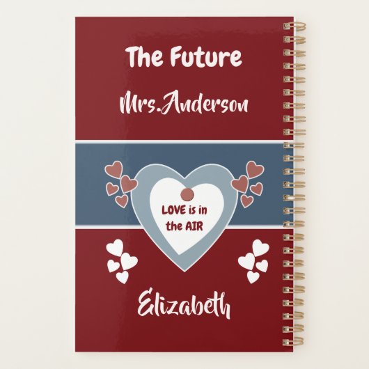 Blauw en diep rood bruid om trouwnotities te zijn planner (Achterkant)