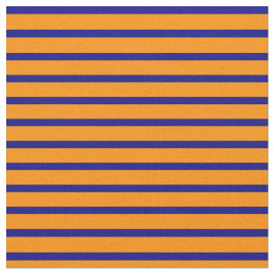 Blauw en donker Oranje gelinkt/gestreept patroon Stof