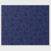 Blauw en donkerblauw Damaszwart zwart zwart-wit de Cadeaupapier (Vlak)