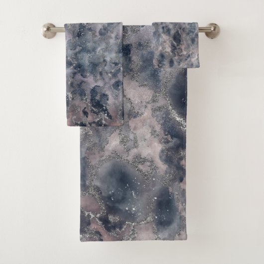 Blauw en dubbelzinnig Roos Roze Abstracte Waterver Bad Handdoek (Insitu)