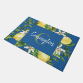 Blauw en emon mediterraan monogram - Welkomstwoord Deurmat (Schuin)