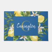 Blauw en emon mediterraan monogram - Welkomstwoord Deurmat (Voorkant)