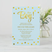 Blauw en Faux Gold Confetti Boy Baby shower Kaart (Staand voorkant)