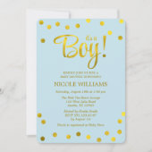 Blauw en Faux Gold Confetti Boy Baby shower Kaart (Voorkant)