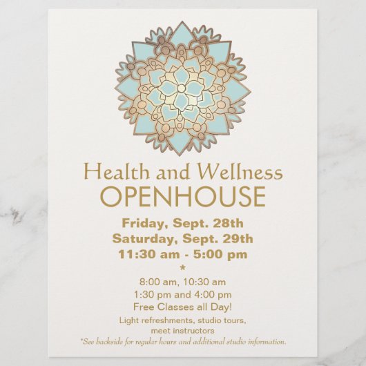 Blauw en Faux Gold Leaf Health and Wellness Flyer (Voorkant)
