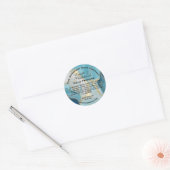 Blauw en Faux Goud Marmeren zeep cosmetisch Ronde Sticker (Envelop)