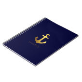 Blauw en Faux Gouden Folie Anker Notitieboek (Linkerzijde)