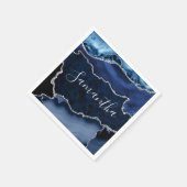 Blauw en Faux Silver Glitter Marble Agate Servet (Hoek)