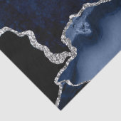 Blauw en Faux Silver Glitter Marble Agate Tissuepapier (Detail)