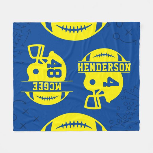 Blauw en Fellow Football Game Day Fleece Deken (Voorkant (Horizontaal))