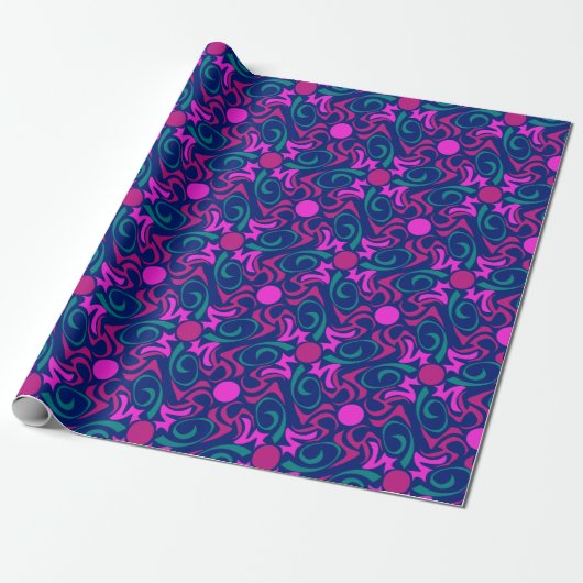 Blauw en Fuchsia roze ster naadloze vectorpatronen Cadeaupapier (Uitgerold)