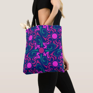 Blauw en Fuchsia roze ster naadloze vectorpatronen Tote Bag