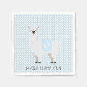 Blauw en gebroken wit geslacht Neutraal Llama Baby Servet (Voorkant)