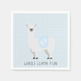 Blauw en gebroken wit geslacht Neutraal Llama Baby Servet