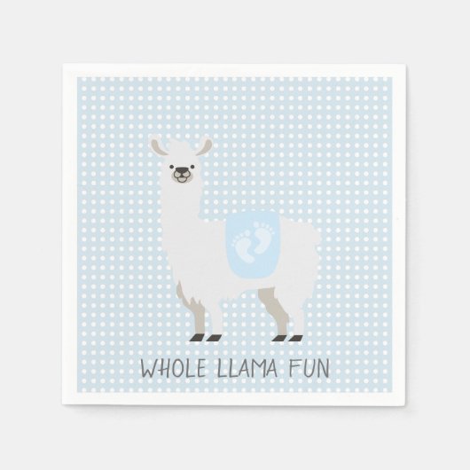 Blauw en gebroken wit geslacht Neutraal Llama Baby Servet (Voorkant)
