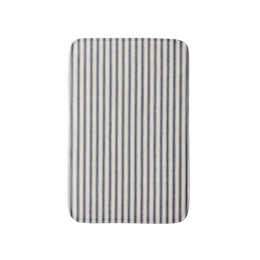  blauw en gebroken wit tikkende streep badmat (Voorkant Verticaal)