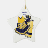 Blauw en Geel Aangepast siereskader Keramisch Ornament (Rechts)