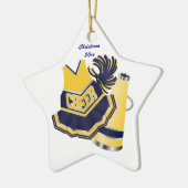 Blauw en Geel Aangepast siereskader Keramisch Ornament (Links)