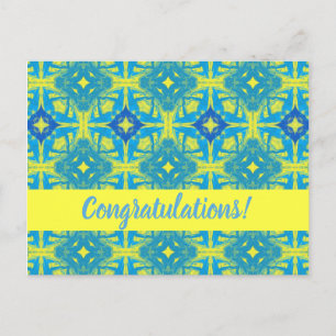 Blauw en geel Abstract Briefkaart