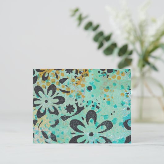 Blauw en geel abstract briefkaart (Staand voorkant)