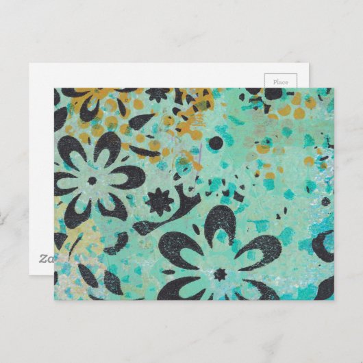 Blauw en geel abstract briefkaart (Voorkant / Achterkant)