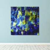 Blauw en geel abstract schilderij canvas afdruk (Insitu (Houten vloer))
