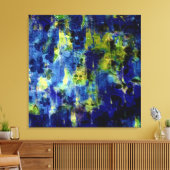 Blauw en geel abstract schilderij canvas afdruk (Insitu (Woonkamer))