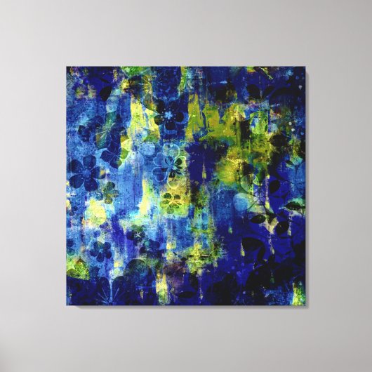 Blauw en geel abstract schilderij canvas afdruk (Voorkant)