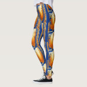 Blauw en geel abstract waterverf Patroon Art Leggings (Links)