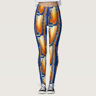Blauw en geel abstract waterverf Patroon Art Leggings