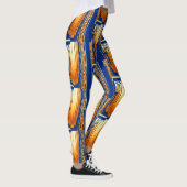 Blauw en geel abstract waterverf Patroon Art Leggings (Rechts)
