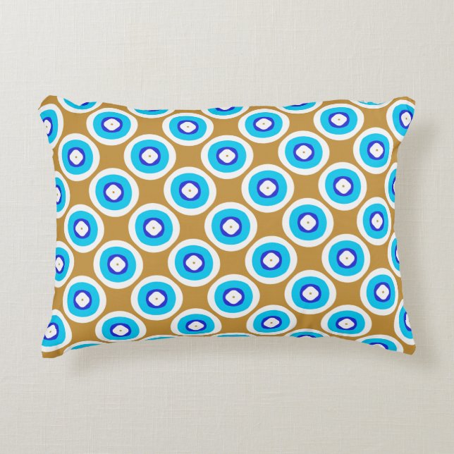 Blauw en geel accent kussen (Voorkant)