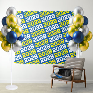 Blauw en Geel Afstudeerklas Jaar Achtergrond Wandkleed