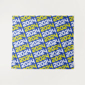 Blauw en geel Afstuderen achtergrond Wandkleed (Voorkant (horizontaal))