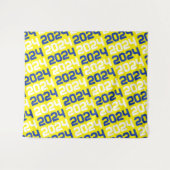 Blauw en geel Afstuderen achtergrond Wandkleed (Voorkant (horizontaal))