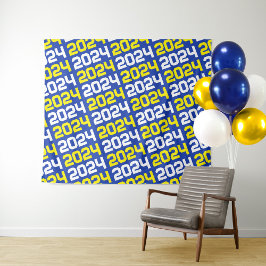 Blauw en geel Afstuderen achtergrond Wandkleed