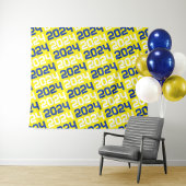 Blauw en geel Afstuderen achtergrond Wandkleed