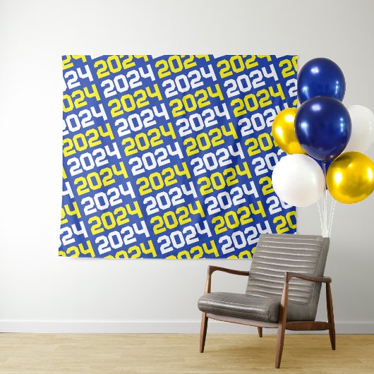 Blauw en geel Afstuderen achtergrond Wandkleed